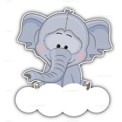 geboortebord olifantje op wolk