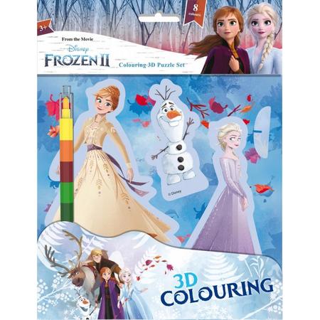 Frozen 3D kleuren - Elsa - Olaf - Voor kinderkamer - Inclusief regenboog waskrijt