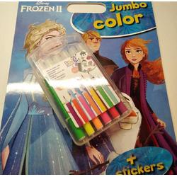 draagbare Jumbo color Frozen 2 kleurboek met stickers en  12 penseelpennen afmeting 36 x 28 cm