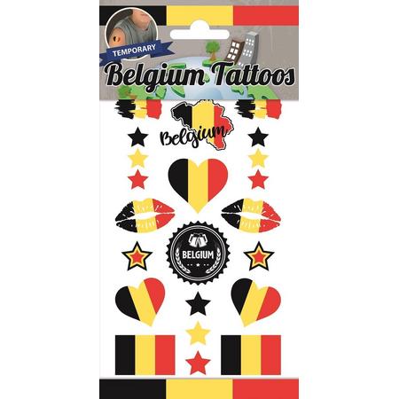 Belgium Tattoos -Tijdelijke Tattoo - Body Glitter - Plak Tattoos - Nep Tattoo - Fake Tattoo - Kinderen en volwassenen - 1 Vel met 12 tattoos