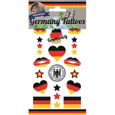 Germany Tattoos - Tijdelijke Tattoo - Body Glitter - Plak Tattoos - Nep Tattoo - Fake Tattoo - Kinderen en volwassenen - 1 Vel met 12 tattoos