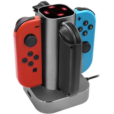 Nintendo Switch - Joy Con 4-in-1 oplader - Aluminium Grijs