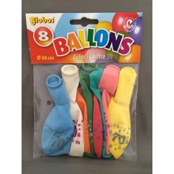 70 jaar ballonnen 8 stuks