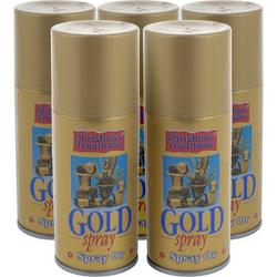 Decoratie spray goud - 150 ml - 5 stuks - Kerstmis