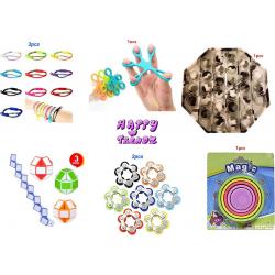 Happy Trendz® // Fidget Toys Super pakket 12 Delig -Pop It Camouflage -  Rek - Strek - Schuif - Knijp - Stressbal - Tangle - Totaal 12 Fidgets