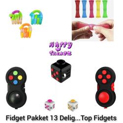 Happy Trendz® Mega Fidget Toys Pakket 13 Stuks - Nieuwste TikTok Trend -  - Mesh Marble  - Fidget Cube - Fidget Pad - Tangle