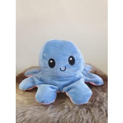 Happy Trendz® Octopus knuffel BABY Blauw/Roze 20 CM - Octopus knuffel mood - octopus knuffel omkeerbaar - reversible - emotieknuffel - mood knuffel - Baby Blauw/Roze - TikTok