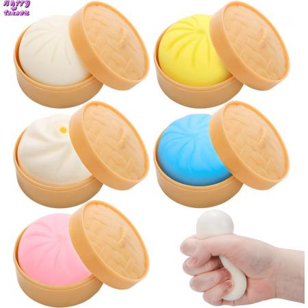 Happy trendz® Squishy Stressball Dumpling 3 stuks - Bao Bun Food Toys - Stress Relief Toys - Fidget Steemed Bun Stuffed Toy - 3pcs