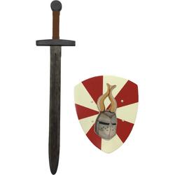 Houten Zwarte Ridder zwaard met ridderschild maske
