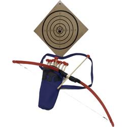 PIJL EN BOOG uitrusting met schietschijf en een rug koker voor pijlen met 10 pijlen rood 80 cm