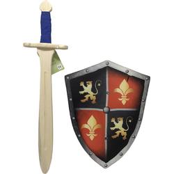 houten struikrover zwaard en schild met leeuw en Franse Lely klein