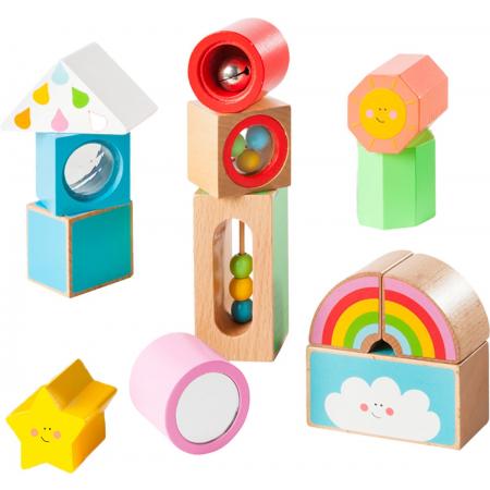 howa Houten Blokken Speelgoed “my rainbow” met geluid 13-delig 6008