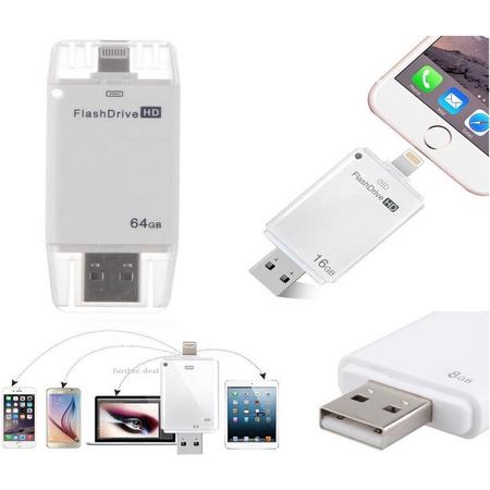 i-Flash Driver HD U Disk USB-drive Memory Stick, voor all iPhone models / iPad / iPod touch 32GB (wit)