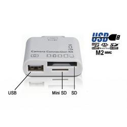 Apple Ipad 2 Camera Connection Kit 5 in 1, Card Reader met USB ingang en SD Kaartlezer - Kleur Wit - merk i12Cover
