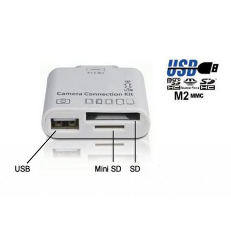 Apple Ipad 3 Camera Connection Kit 5 in 1, Card Reader met USB ingang en SD Kaartlezer - Kleur Wit - merk i12Cover