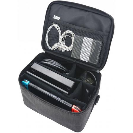 Deluxe opberg tas voor Nintendo Switch, koffer case tas met vrij in te delen vakken, complete console-tas, kies voor extra kwaliteit, grijs , merk i12Cover