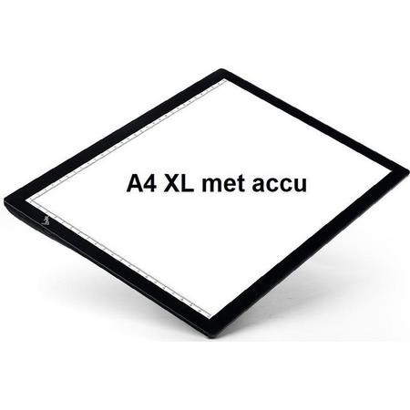 Lightpad A4 XL oplaadbaar lichtbak met accu batterij voor o.a. Diamond Painting, professioneel model, i12Cover