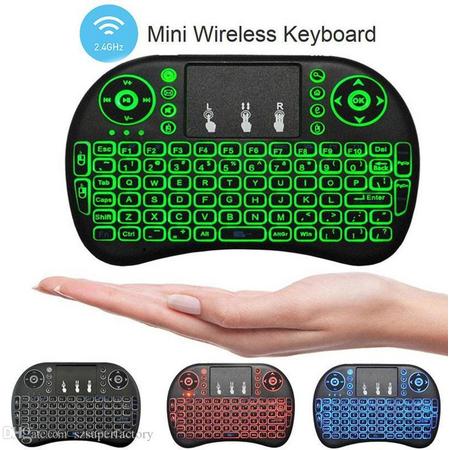 Mini i8 toetsenbord met backlight Led keyboard voor ANDROID,Windows,Linux,Raspberry Pi,Smart TV, Console,KODI, met 3 licht kleuren ,rood,groen,blauw .