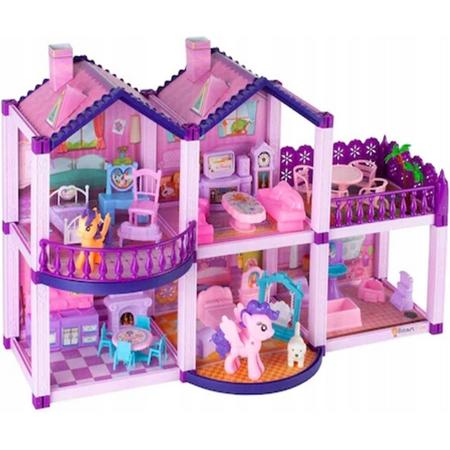 Ilso poppenhuis met ponys - 122 delig - speelgoedhuis met accessoires - paard