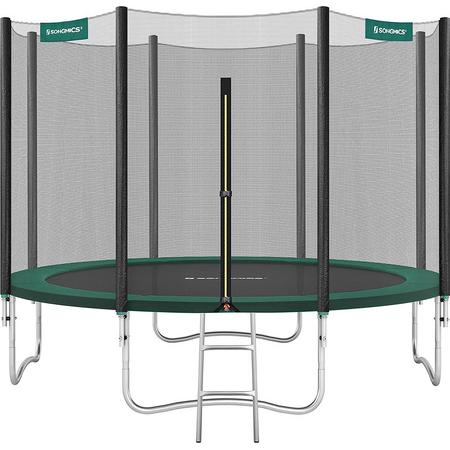 trampoline met veiligheidsnet - tuintrampoline - 366 cm - ronde trampoline - met veiligheidsnet - met ladder - Zwart Groen