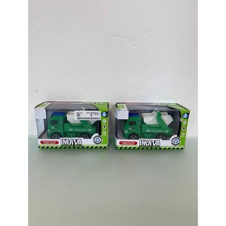 Inertia speelgoedvrachtwagens van kunststof (topkwaliteit) - set van 2 stuks (groen/wit)