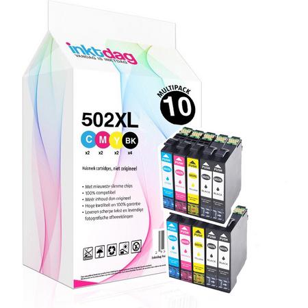 Inktdag inktcartridges voor Epson 502 XL, multipack van 10 kleuren (4*zwart, 2*C/M/Y)