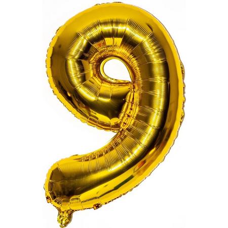 Folieballon / Cijferballon Goud XL - getal 9 - 82cm