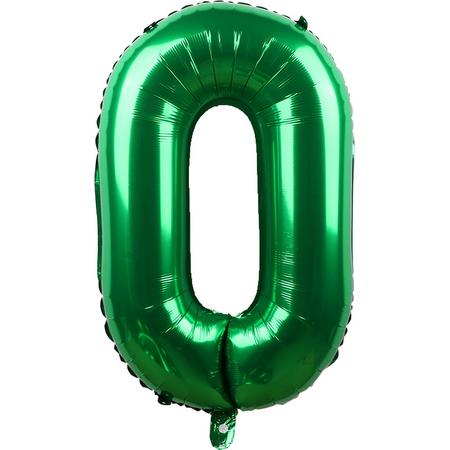 Folieballon / Cijferballon Groen XL - getal 0 - 82cm