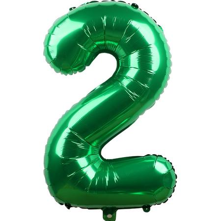 Folieballon / Cijferballon Groen XL - getal 2 - 82cm
