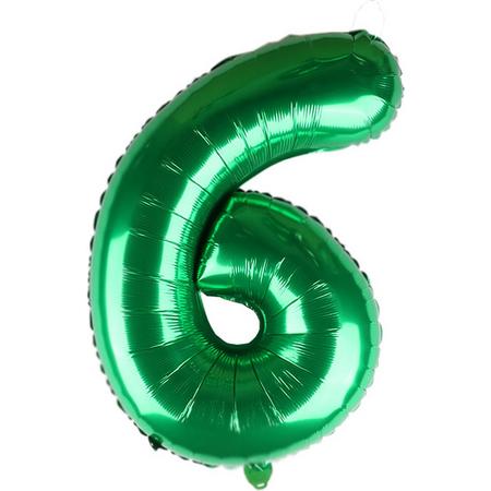 Folieballon / Cijferballon Groen XL - getal 6 - 82cm