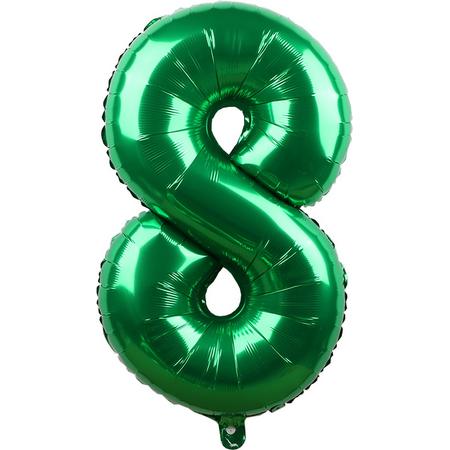 Folieballon / Cijferballon Groen XL - getal 8 - 82cm