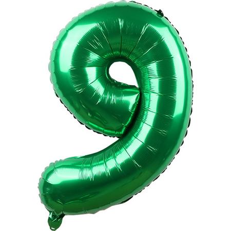 Folieballon / Cijferballon Groen XL - getal 9 - 82cm