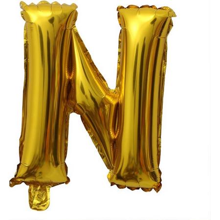 Folieballon / Letterballon Goud  - Letter N - 41cm