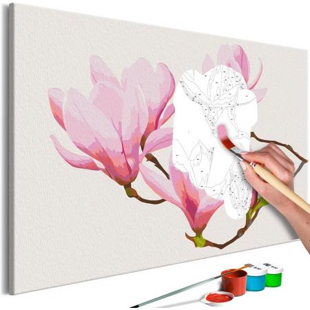 Doe-het-zelf op canvas schilderen - Bloesemtak 60x40