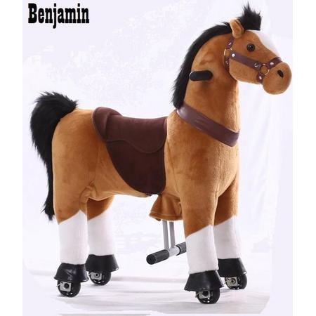 Kids-Horse Animal Riding, rijdend speelgoed paard, bruin met witte bles en hoef 3-6 jaar, Kids-Horse 