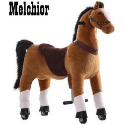 Kids-Horse Animal Riding, rijdend speelgoed paard, bruin met witte bles en hoef 4-9 jaar, Kids-Horse 