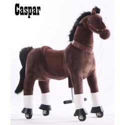 Kids-Horse Animal Riding, rijdend speelgoed paard, donkerbruin met witte bles en hoef 4-9 jaar, Kids-Horse 