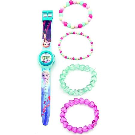Kids Licensing Horloge-set Frozen Ii Meisjes 39,3 Cm Groen/roze