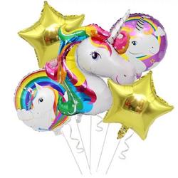 Ballonboeket Unicorn , folieballon 5 delige set kindercrea