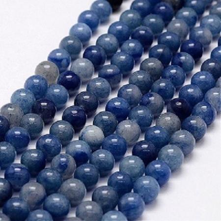 Natuurstenen kralen, blauw Aventurine, ronde kralen van 4mm. Verkocht per streng van ca. 38cm (ca. 89 kralen)