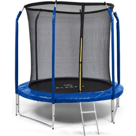 KLARFIT Jumpstarter trampoline 2,5m Ø net 120kg max. donkerblauw