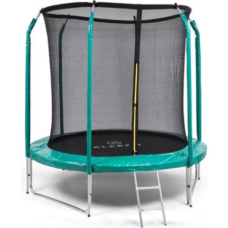 KLARFIT Jumpstarter trampoline 2,5m Ø net 120kg max. donkergroen