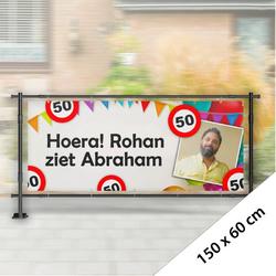 Spandoek Abraham 150 x 60 cm (Met eigen naam en foto)