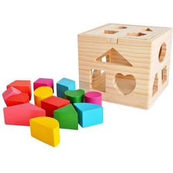 Houten vormenstoof - leren spelen voor kinderen - puzzel - 14 x 14 x 12 cm