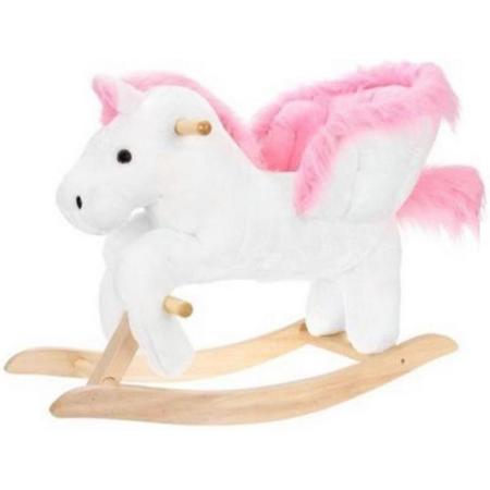 Wit - Roze Paard - Schommelpaard - Decoratief Paard - Decoratie Kinderkamer - Hobbelpaard - Sierstuk Meisjeskamer - Speelpaard - Speelgoedpaard - Meisjes Speelgoed.
