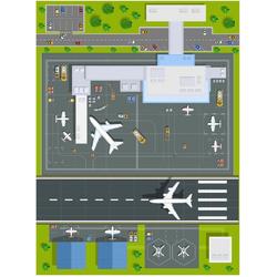 La Casa Speel Tapijt Vliegveld - Kinderen - Speelmat - Vloerkleed -Speelkleed - Kinderkamer - Anti Slip - 120 x 160 CM - Vliegveld