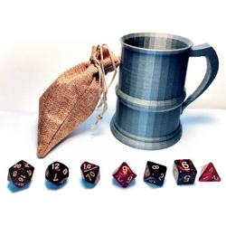 larpcenter.nl - DnD dice set - middeleeuwse gezelschaps set - DnD dobbelstenen - zwart rood met shaker - Dungeons and Dragons - dobbelstenen