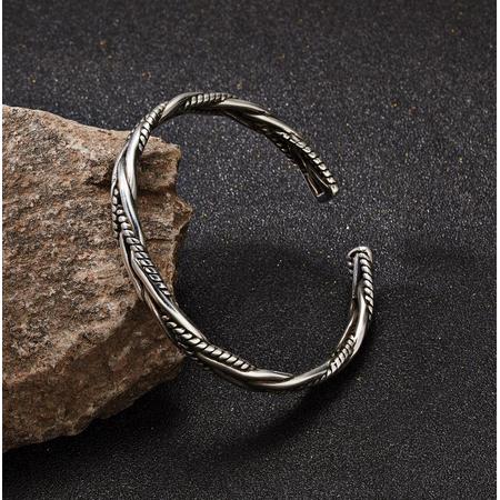 viking armband - gevlochten armband - zilverkleurig - Viking - Accessoires