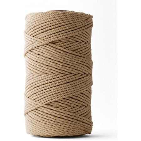 Ledent macramé touw, dubbel getwist (3mm, 120M) - 100% geregenereerd katoengaren - Macramé touw in het bruin om mee te knutselen.