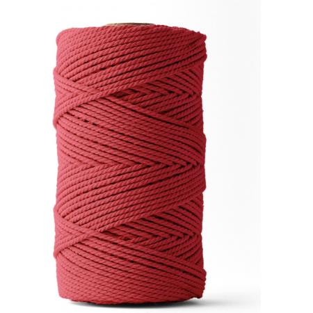 Ledent macramé touw, dubbel getwist (3mm, 120M) - 100% geregenereerd katoengaren - Macramé touw in het rood om mee te knutselen.